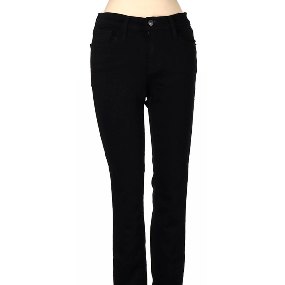 Frame Jeans Black Straight Leg Cut Super Low Rise Waist Sz 25 #177
